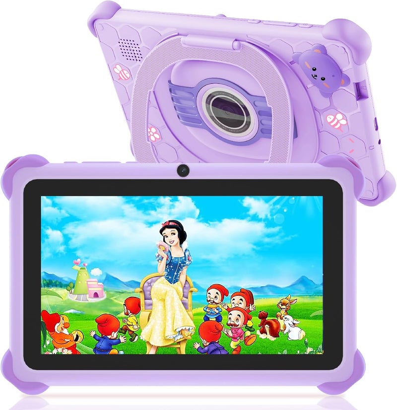 Trayoo Kids Tablet, 7 inch Tablets for Kids, 32GB Toddler Tablet with Case Included, Parental Control, Dual Camera, GMS, WiFi (Purple) - Image 1